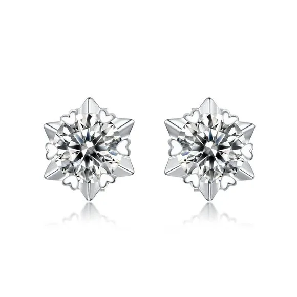 Certified 2ct. t.w. Moissanite Diamond Snowflake Stud Earrings NEW - Picture 5 of 10